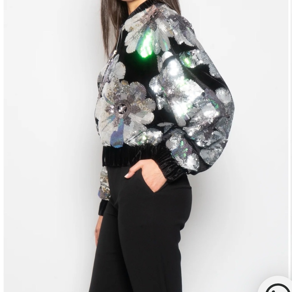 Sabina Musayev Velvet Sequin Bomber Jacket – NWT – Rare / Sold Out
